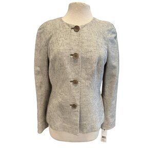 Lafayette 148 New York Womens Cotton Blend Button Blazer Jacket Size 8